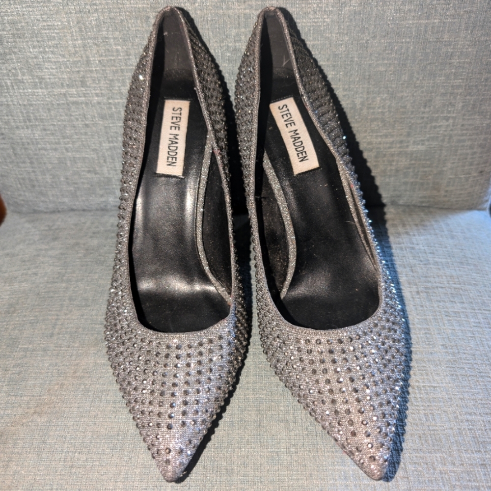 Silver Steve Madden heels women's size 8